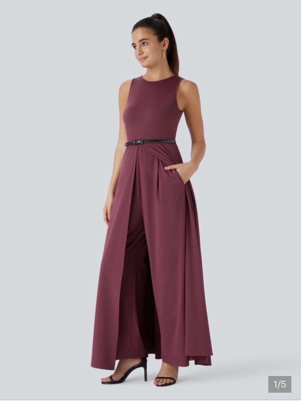HALARA Sleeveless Plum Wide-Leg Jumpsuit